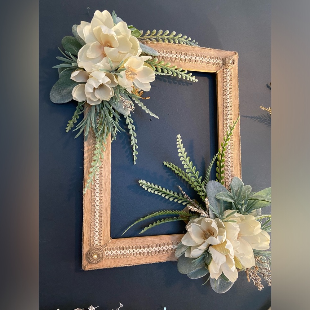 Wreath picture frame wood handmade
